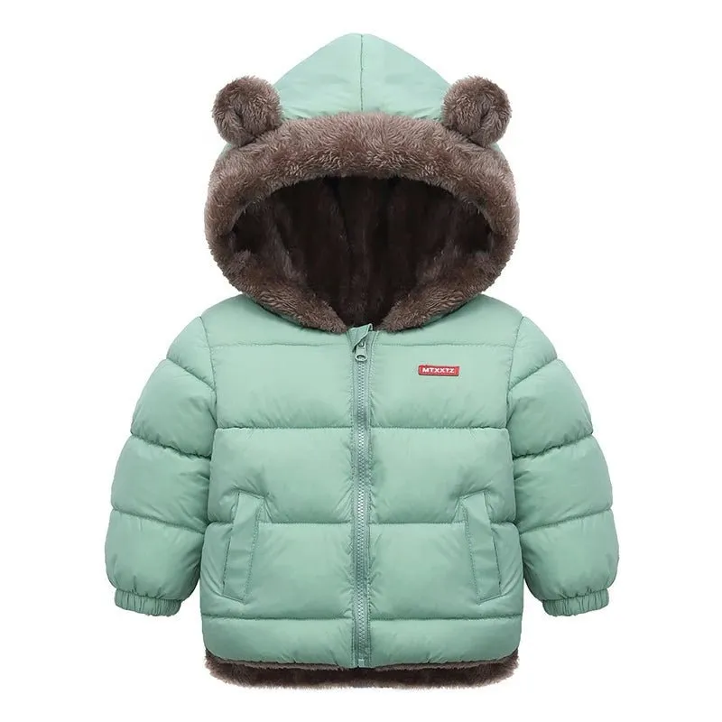 2 3 4 5 6 jahre Nette Ohren Winter Mädchen Jacke Herbst Halten Warme Jungen Oberbekleidung Mit Kapuze Zipper Weihnachten Geburtstag geschenk Kinder Kleidung