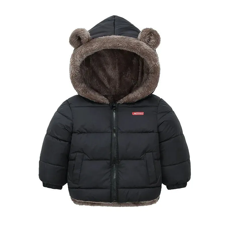2 3 4 5 6 jahre Nette Ohren Winter Mädchen Jacke Herbst Halten Warme Jungen Oberbekleidung Mit Kapuze Zipper Weihnachten Geburtstag geschenk Kinder Kleidung