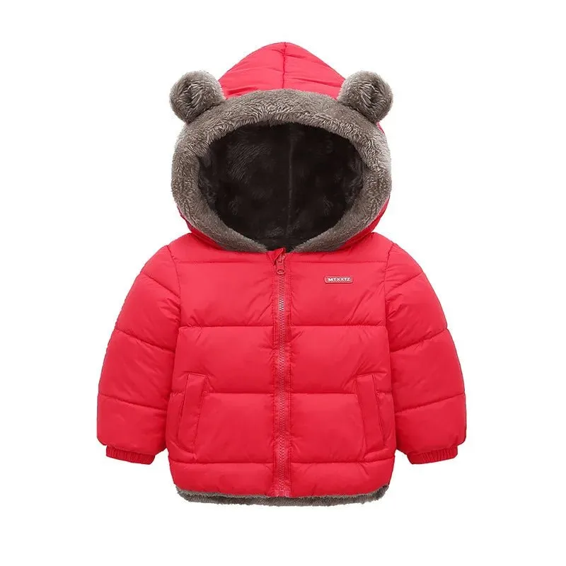 2 3 4 5 6 jahre Nette Ohren Winter Mädchen Jacke Herbst Halten Warme Jungen Oberbekleidung Mit Kapuze Zipper Weihnachten Geburtstag geschenk Kinder Kleidung