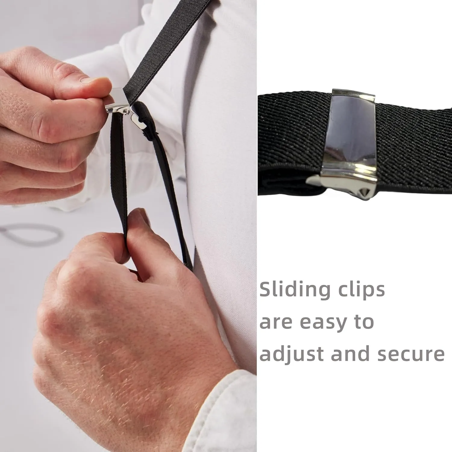 2 Clips Men's Suspenders X-Back Clip-On Elastic Braces for Formal and Casual Wear