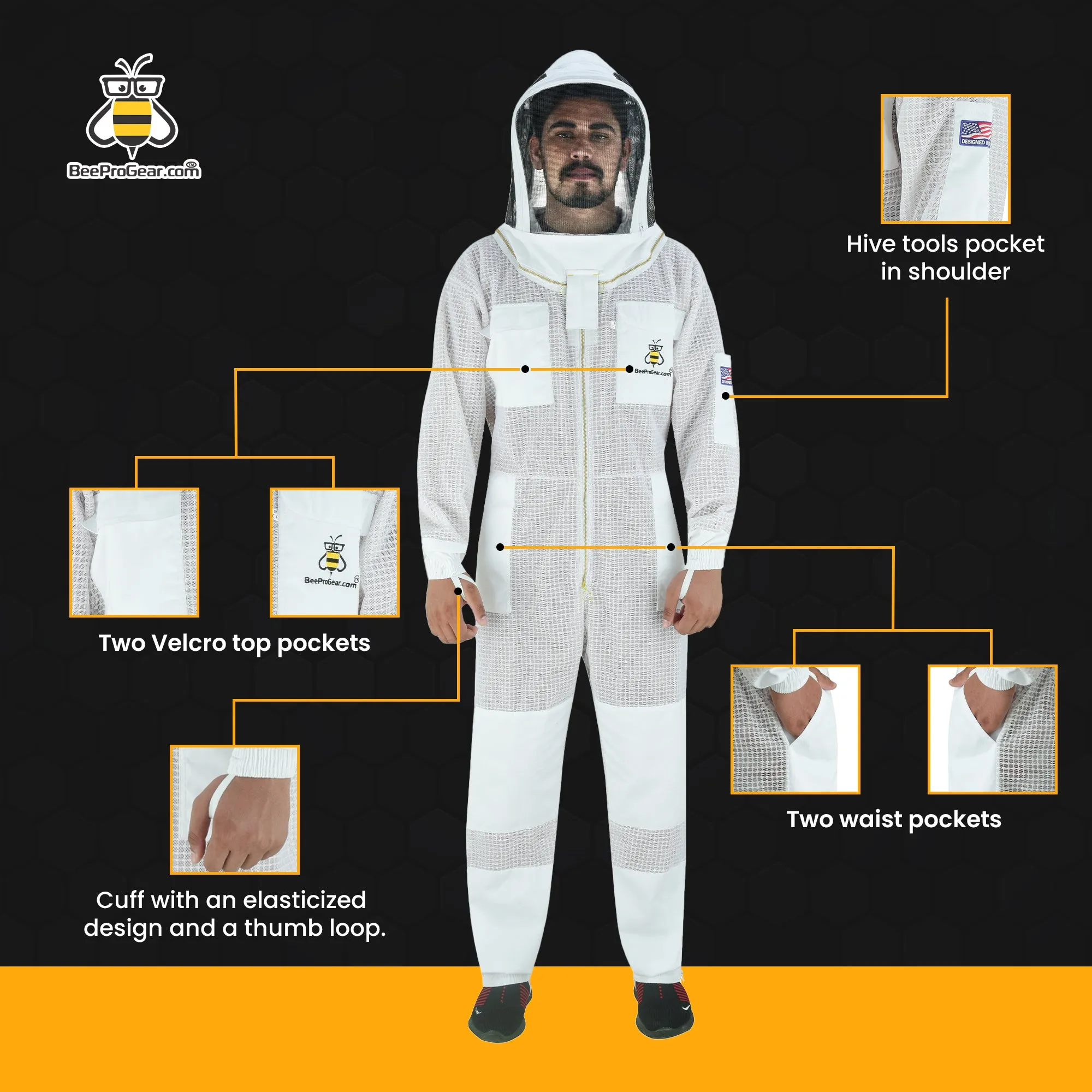 3-Layer Ultra Ventilated Beekeeping Suit with Fencing Veil | Ultimate Sting-Proof Protection for Men & Women | White