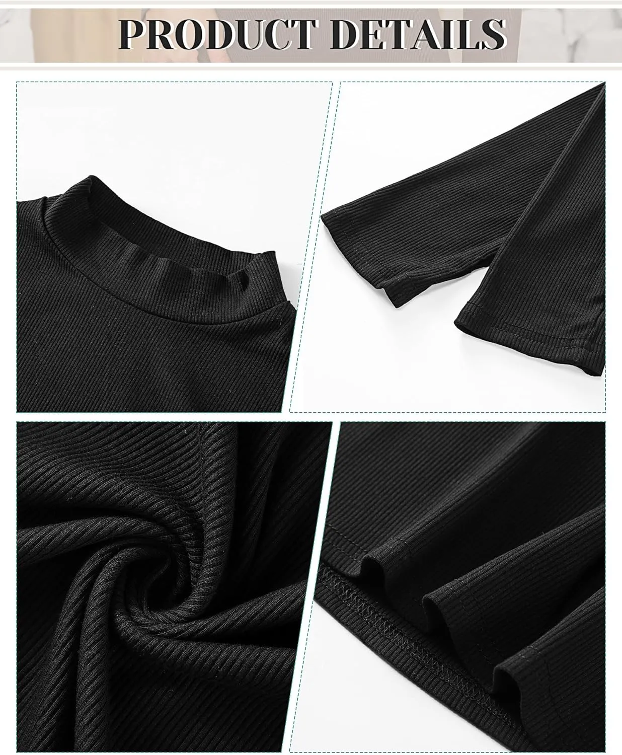 3 Pack Women's Mock Neck Tops, Fitted Ribbed Turtleneck Shirts 2025 Trendy Long Sleeve Knit Thermal Undershirts Tee