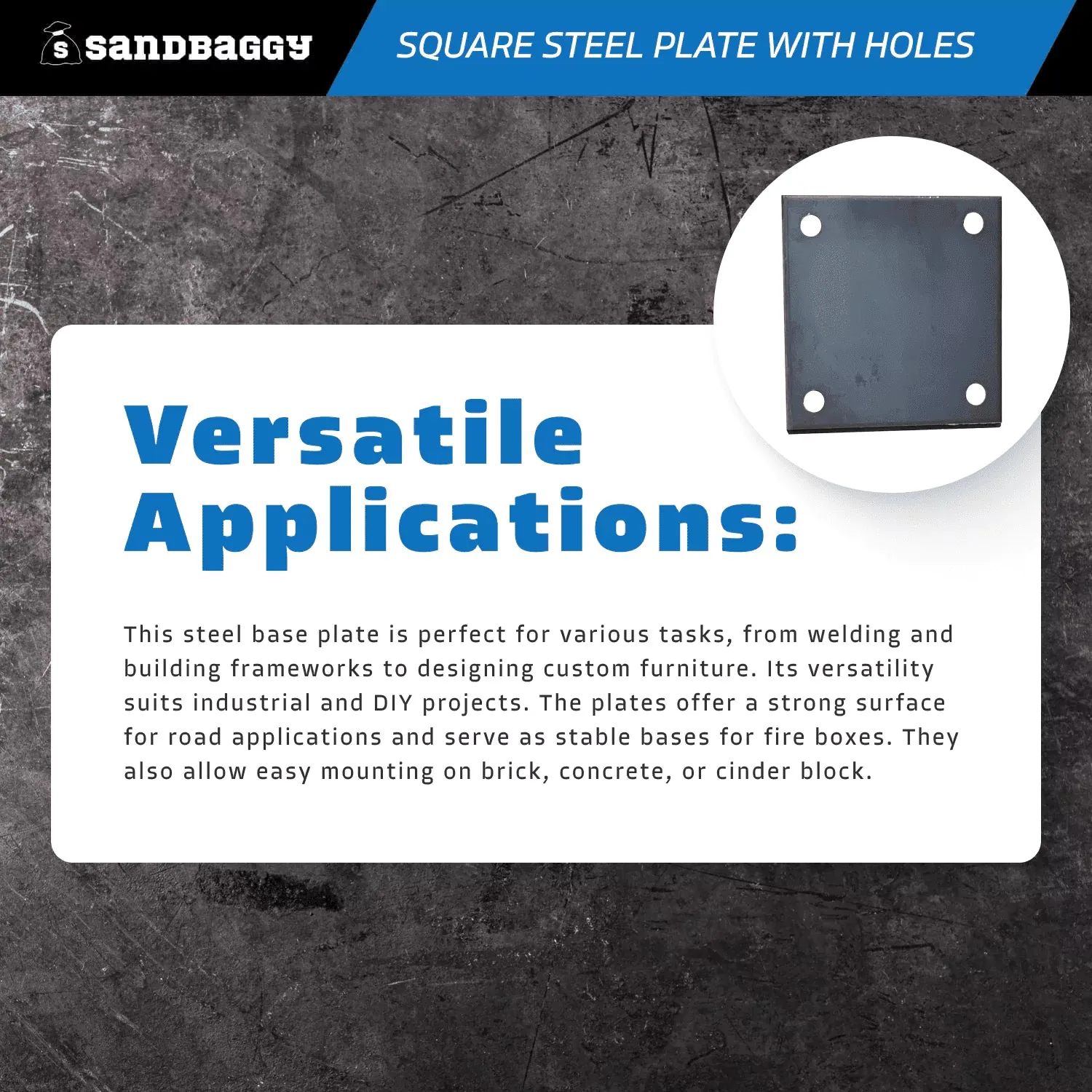 4" X 4" Hot Rolled Steel Base Plate with Holes