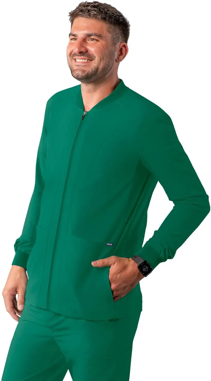 Adar Addition Scrubs for Men - Zippered Bomber Scrub Jacket