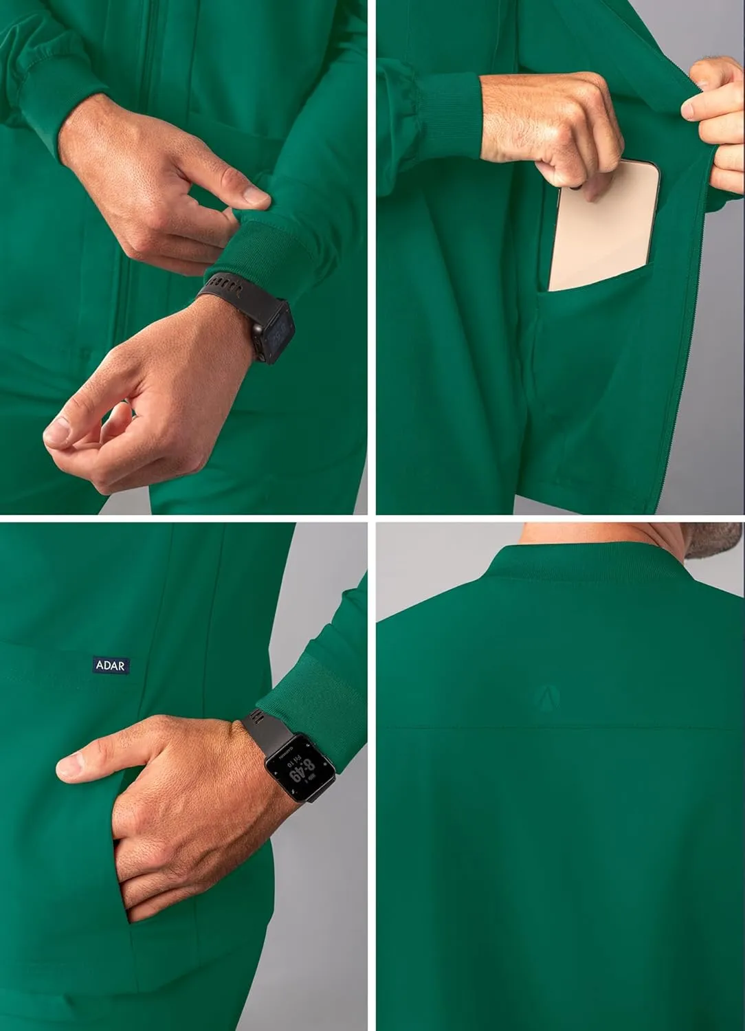 Adar Addition Scrubs for Men - Zippered Bomber Scrub Jacket