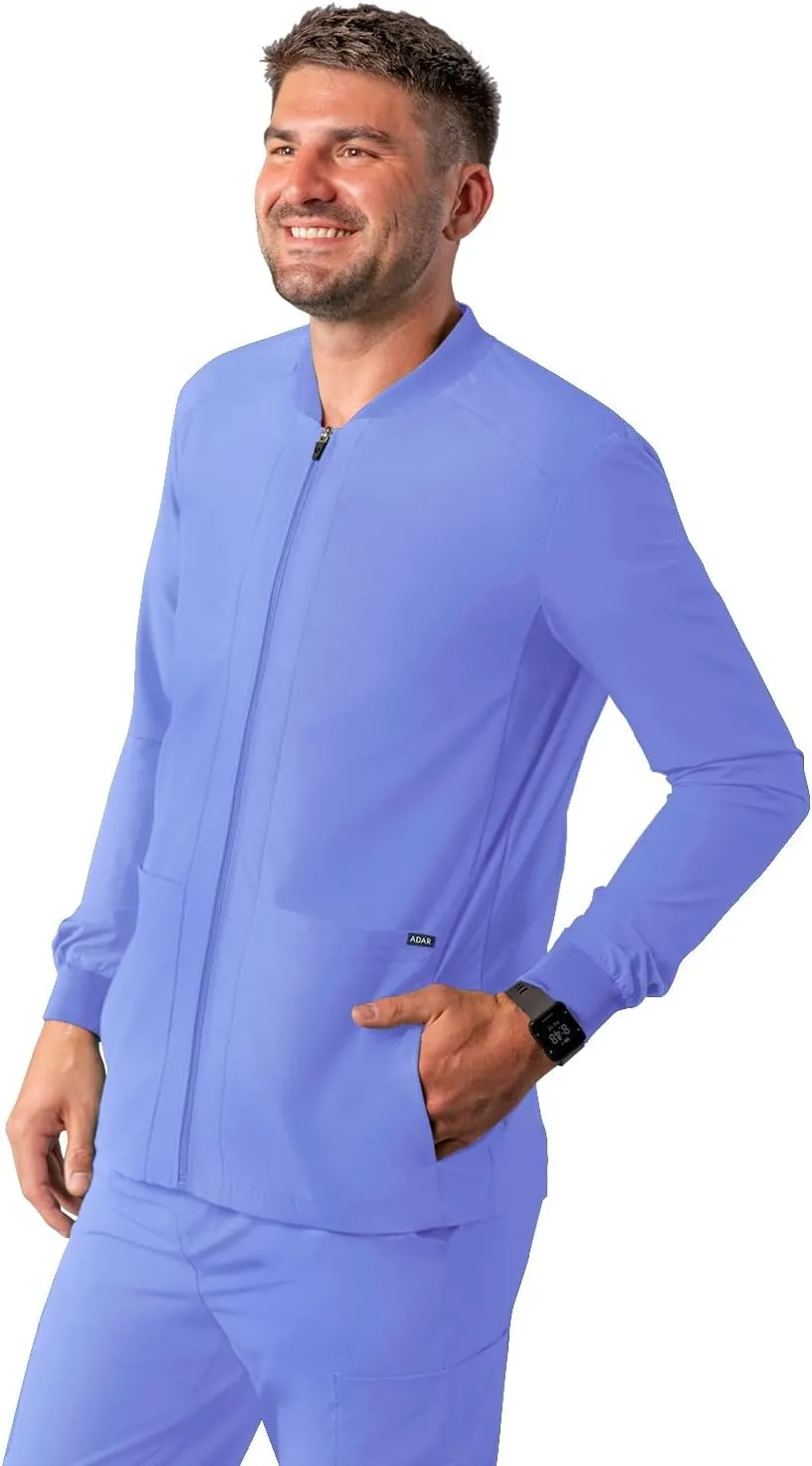 Adar Addition Scrubs for Men - Zippered Bomber Scrub Jacket