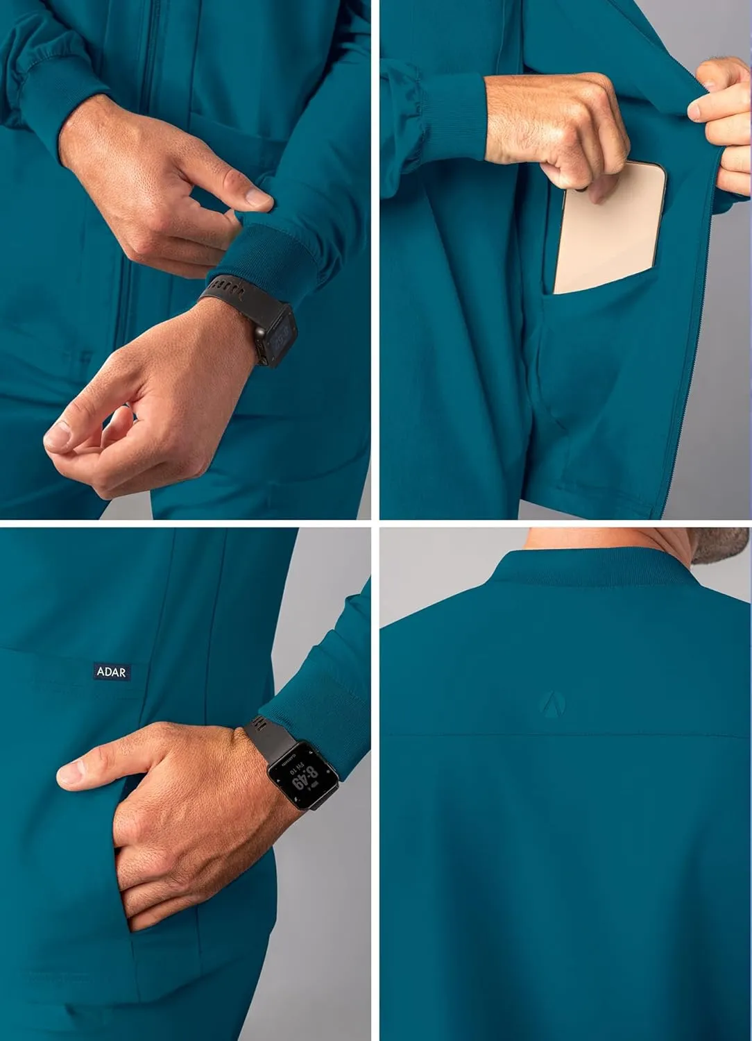 Adar Addition Scrubs for Men - Zippered Bomber Scrub Jacket