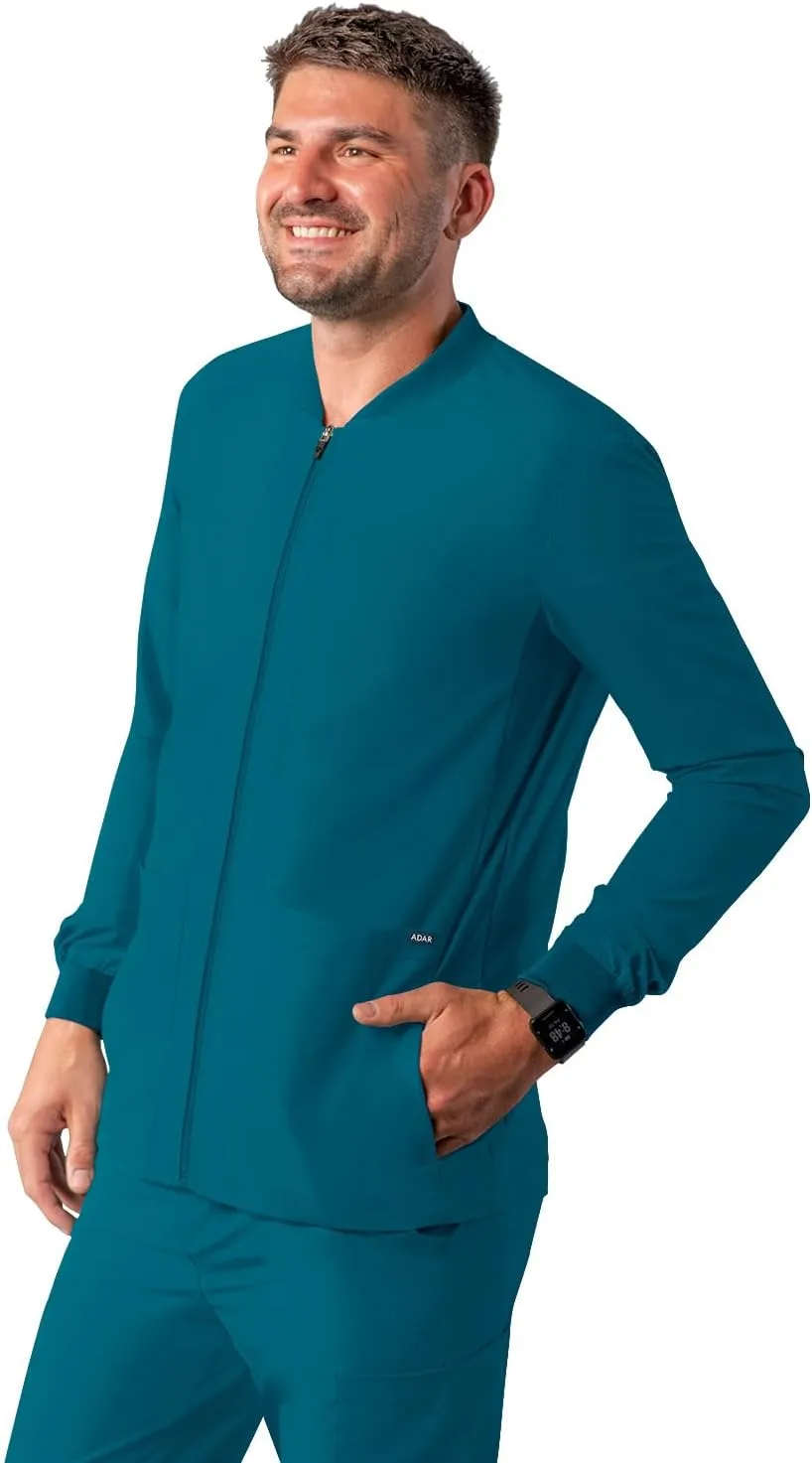 Adar Addition Scrubs for Men - Zippered Bomber Scrub Jacket