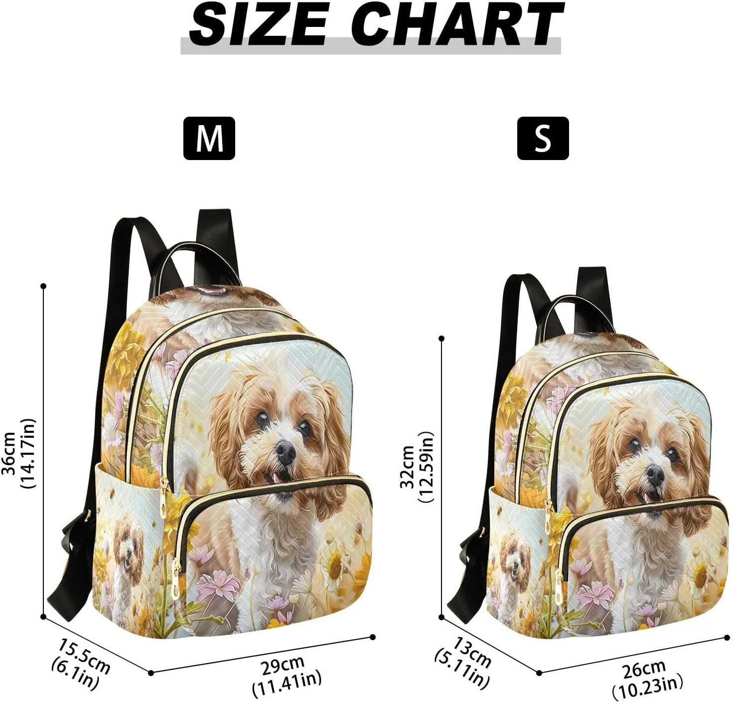 ALAZA A Cockapoo Dog Flowers Mini Backpack Purse for Women Travel Bag Lightweight Shoulder Bag Fashion Daypack