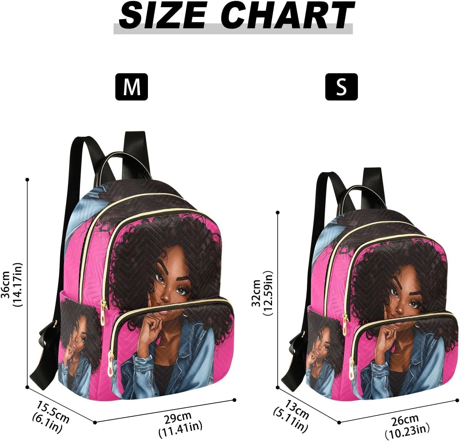 ALAZA Beautiful Black Girl Mini Backpack Purse for Women Travel Bag Lightweight Shoulder Bag Fashion Daypack