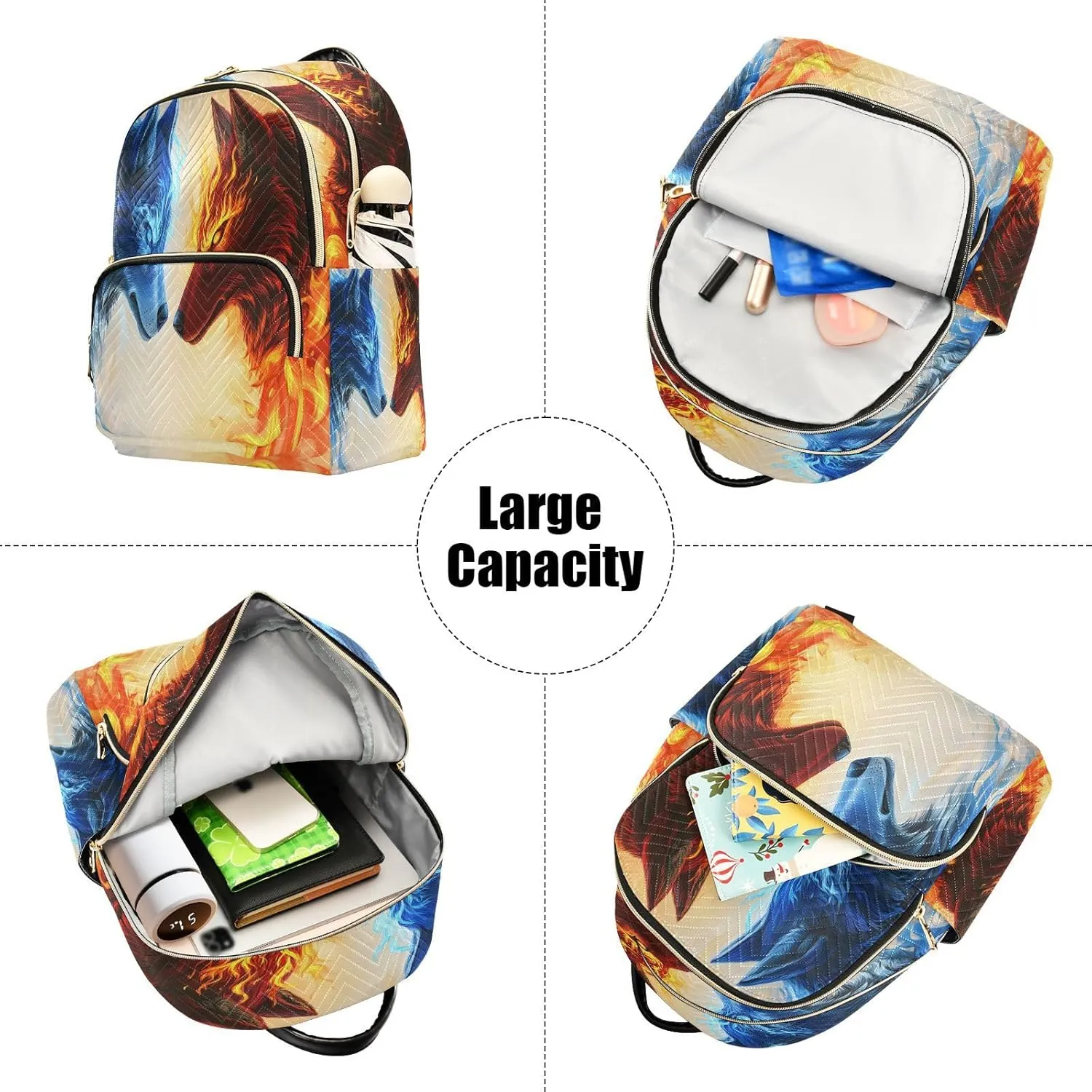 ALAZA Blue Red Wolf Cool Mini Backpack Purse for Women Travel Bag Lightweight Shoulder Bag Fashion Daypack