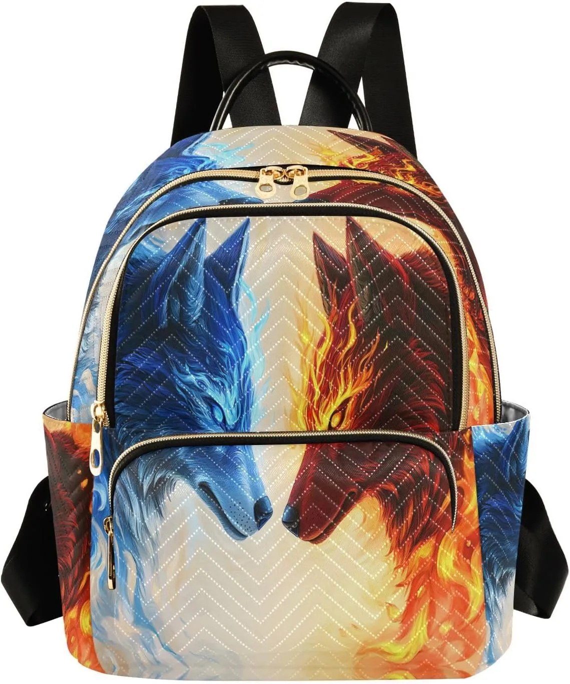 ALAZA Blue Red Wolf Cool Mini Backpack Purse for Women Travel Bag Lightweight Shoulder Bag Fashion Daypack