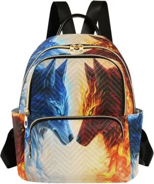 ALAZA Blue Red Wolf Cool Mini Backpack Purse for Women Travel Bag Lightweight Shoulder Bag Fashion Daypack