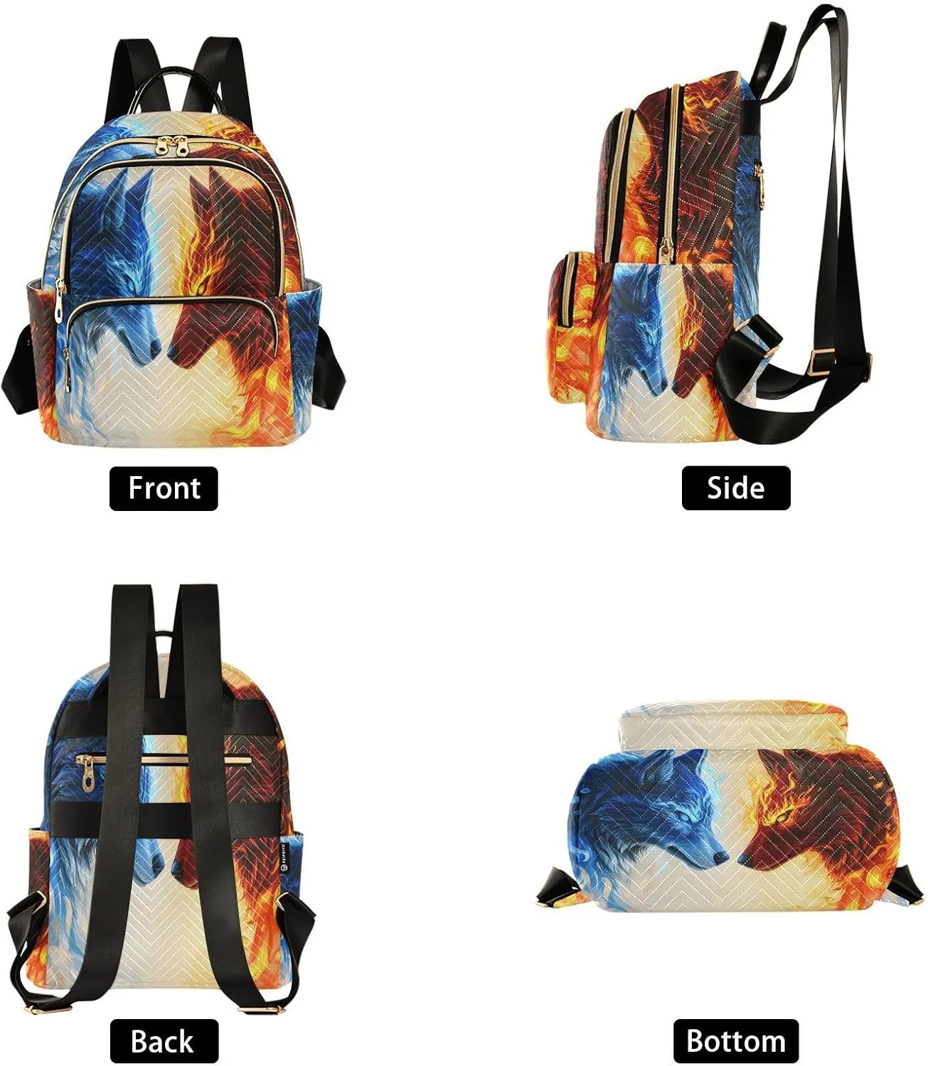 ALAZA Blue Red Wolf Cool Mini Backpack Purse for Women Travel Bag Lightweight Shoulder Bag Fashion Daypack