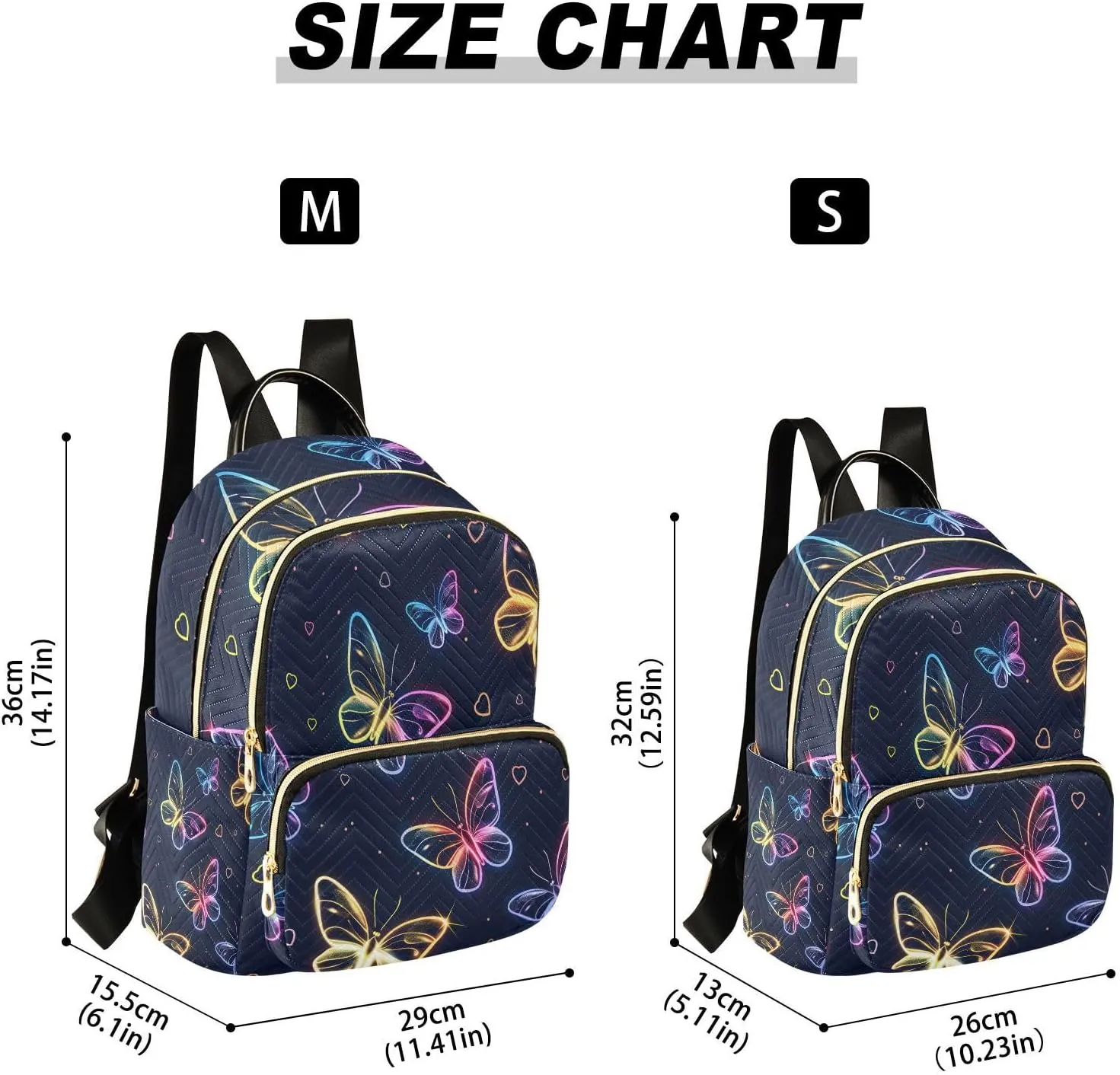 ALAZA Cute Neon Flying Butterflies Small Backpack Purse for Women Travel Bag Lightweight Shoulder Bag Fashion Daypack
