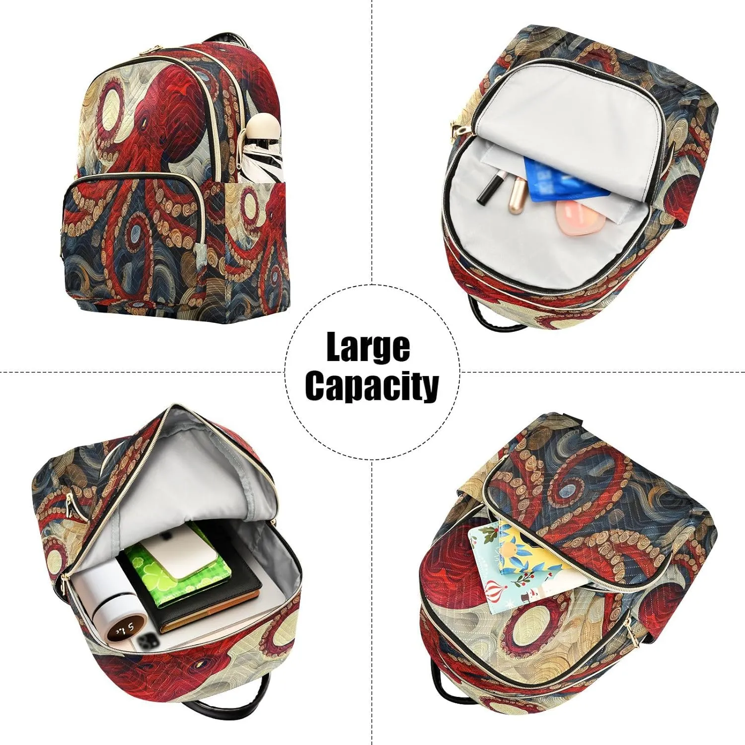 ALAZA Octopus Mini Backpack Purse for Women Travel Bag Lightweight Shoulder Bag Fashion Daypack