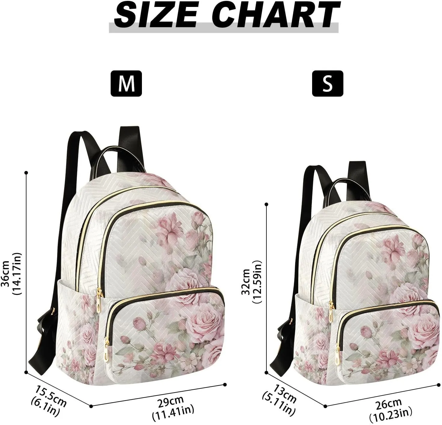ALAZA Rose Flowers Small Backpack Purse for Women Pink Floral Travel Bag Lightweight Shoulder Bag Fashion Daypack