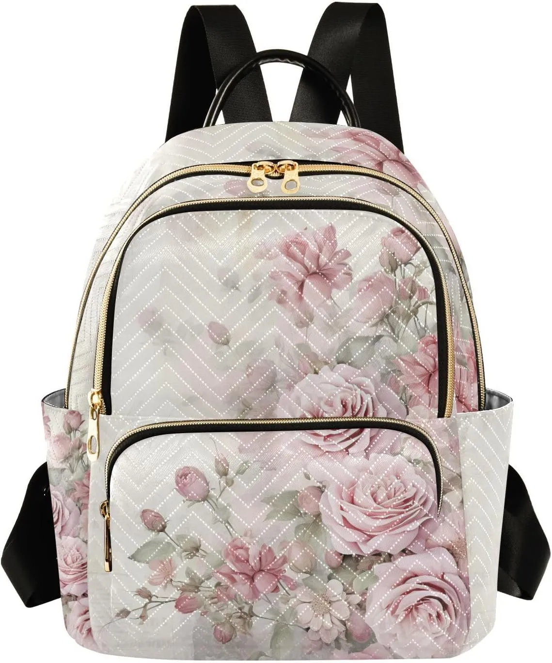 ALAZA Rose Flowers Small Backpack Purse for Women Pink Floral Travel Bag Lightweight Shoulder Bag Fashion Daypack