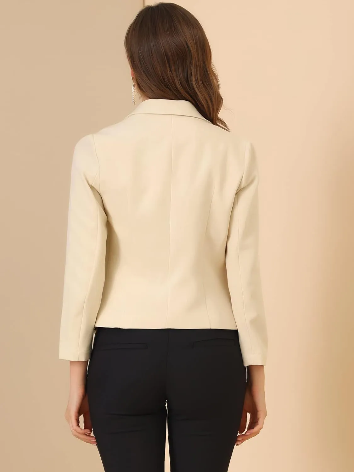 Allegra K Women's Open Front Office Work Business Casual Lightweight Summer Crop Suit Blazer