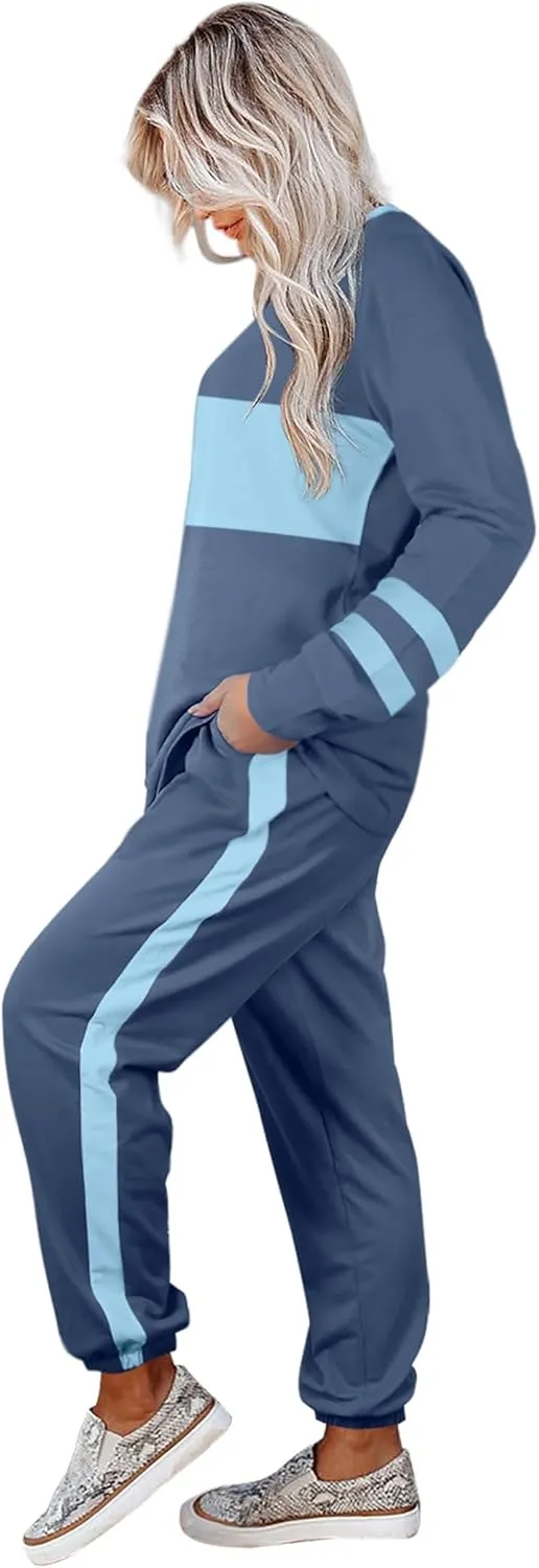 Aloodor Sweatsuit for Women 2 Piece Outfits for Womens Crewneck Sweatshirts Pullover