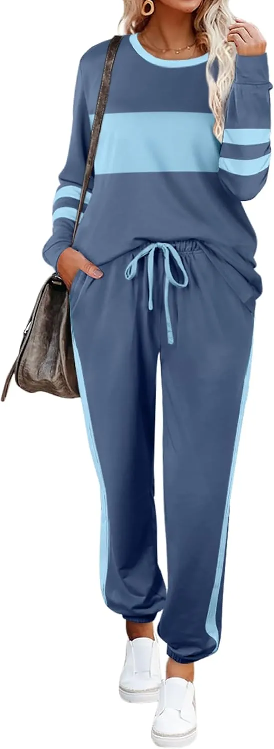 Aloodor Sweatsuit for Women 2 Piece Outfits for Womens Crewneck Sweatshirts Pullover