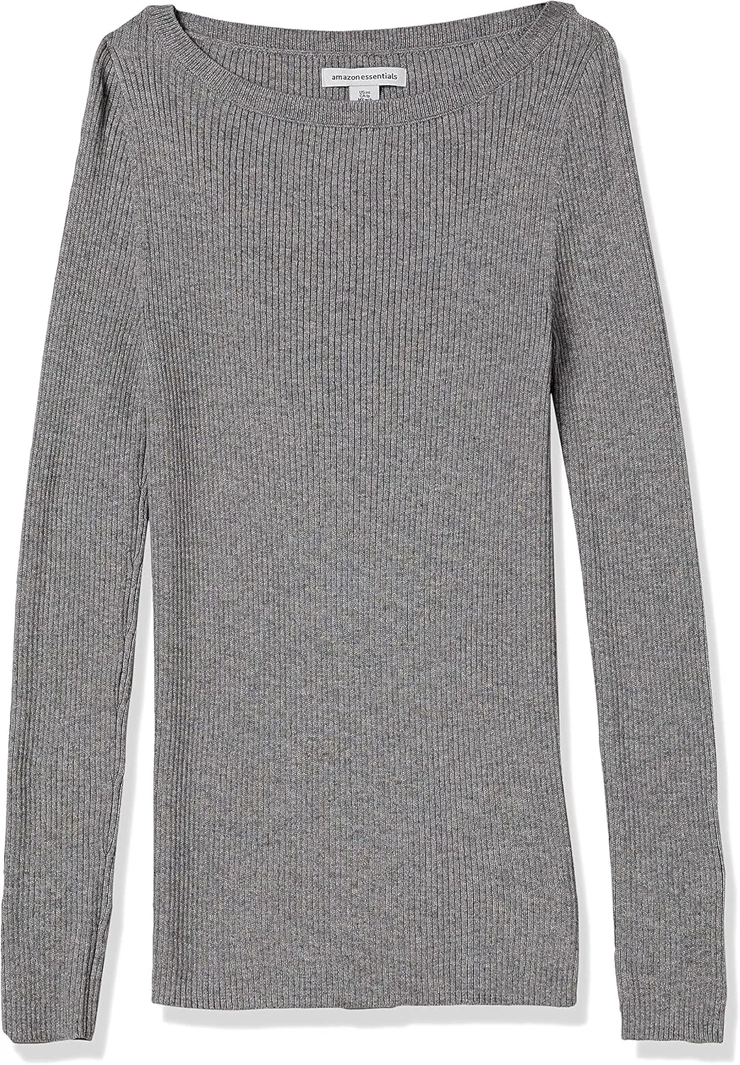 Amazon Essentials Women's Lightweight Ribbed Long-Sleeve Boat Neck Slim-Fit Sweater