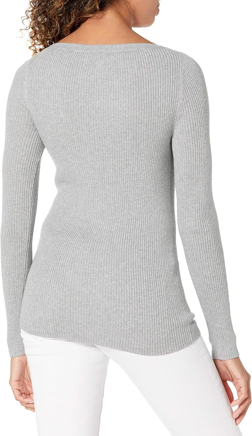 Amazon Essentials Women's Lightweight Ribbed Long-Sleeve Boat Neck Slim-Fit Sweater