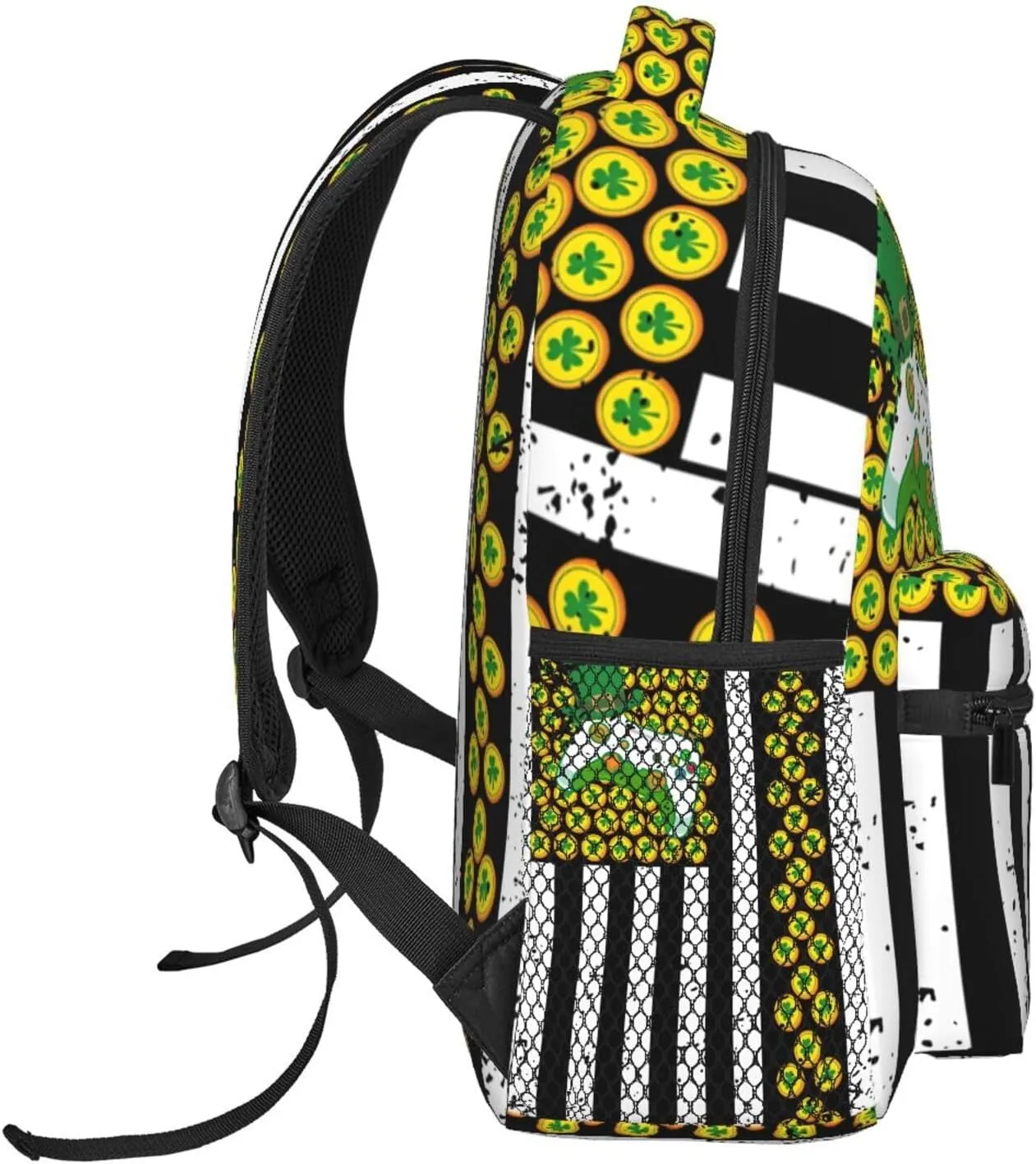 American Flag Shamrocks St.Patrick's Day Games Controller Backpack Casual Laptop Backpack Lightweight Double Shoulder Bag Travel Daypack For Women Men