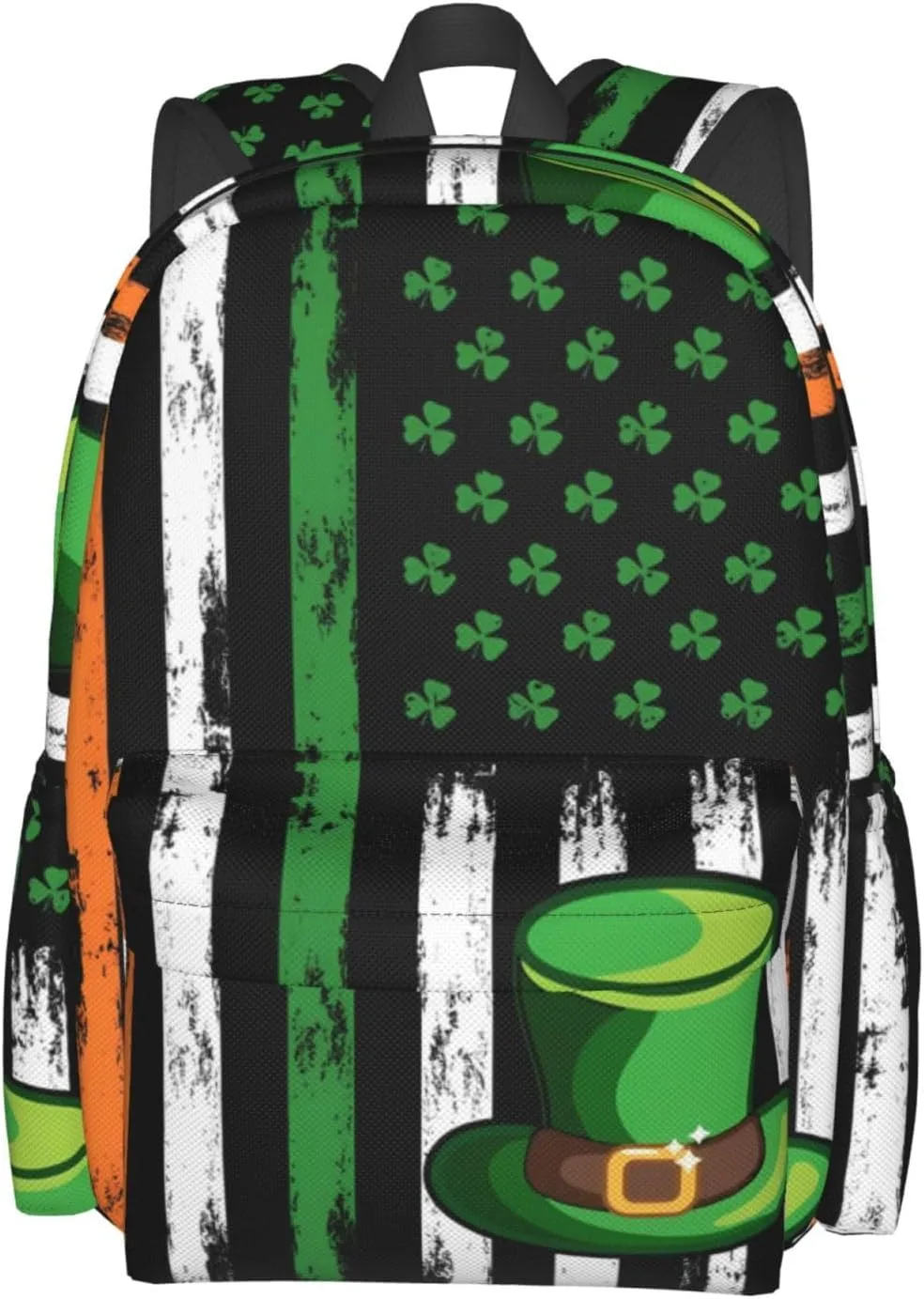American Flag St Patrick's Day Shamrocks Irish Backpack Casual Laptop Backpack Large Capacity Double Shoulder Bag Travel Daypack For Women Men