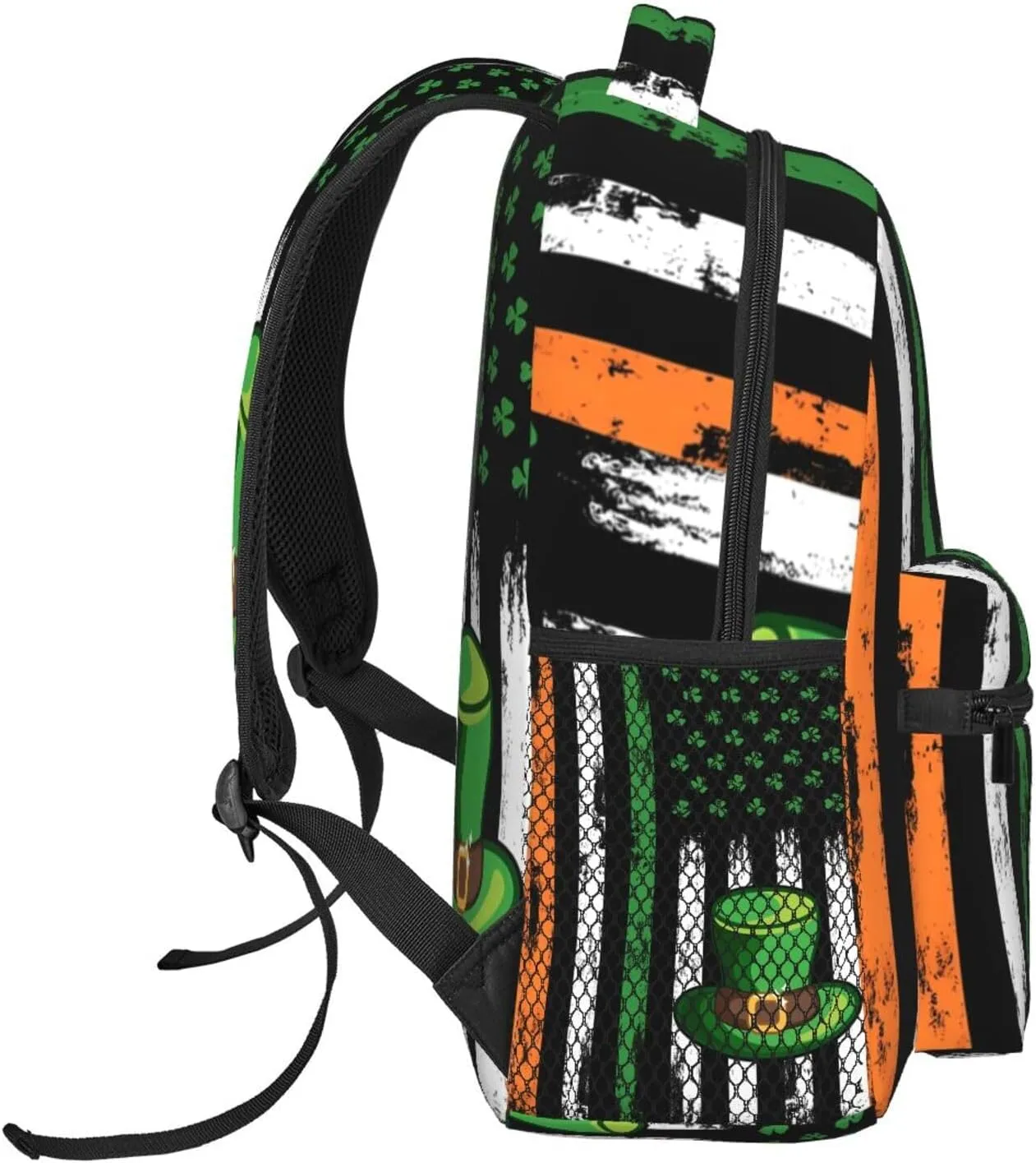 American Flag St Patrick's Day Shamrocks Irish Backpack Casual Laptop Backpack Lightweight Double Shoulder Bag Travel Daypack For Women Men