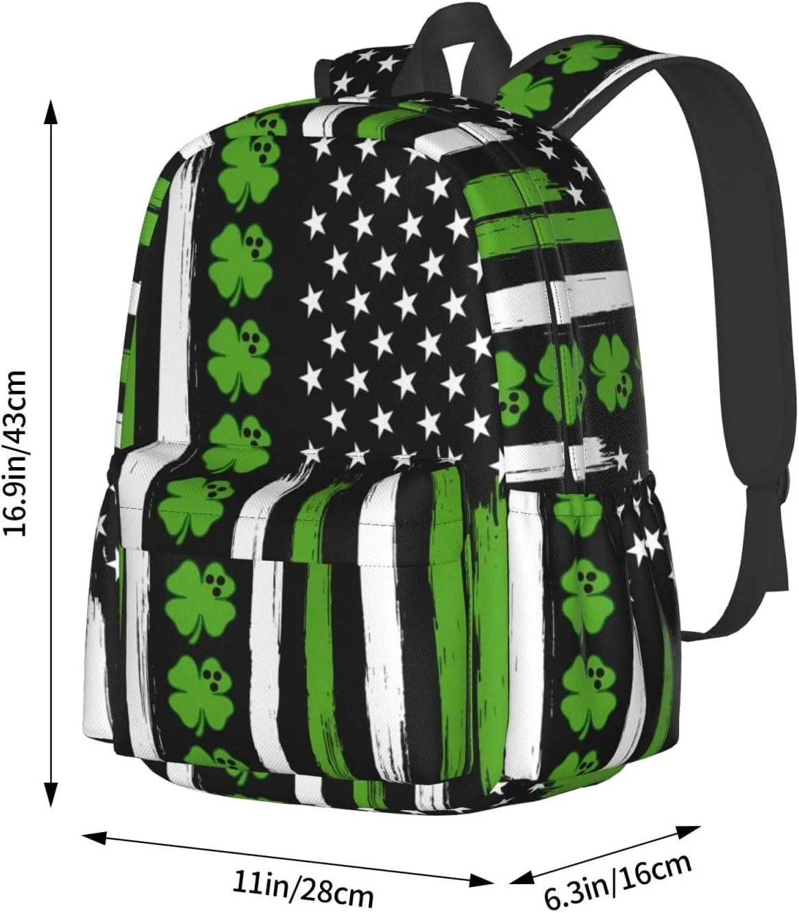 American Flag St Patrick's Day Vintage Bowling Irish Backpack Casual Laptop Backpack Large Capacity Double Shoulder Bag Travel Daypack For Women Men
