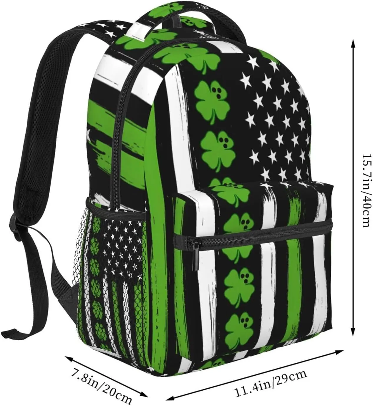 American Flag St Patrick's Day Vintage Bowling Irish Backpack Casual Laptop Backpack Lightweight Double Shoulder Bag Travel Daypack For Women Men