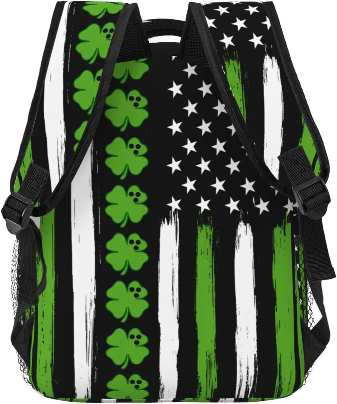 American Flag St Patrick's Day Vintage Bowling Irish Backpack Casual Laptop Backpack Lightweight Double Shoulder Bag Travel Daypack For Women Men