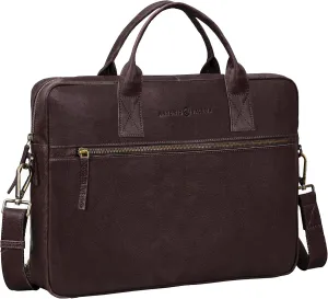 ANTONIO VALERIA Andy Washed Leather Laptop Messenger Bag for Men