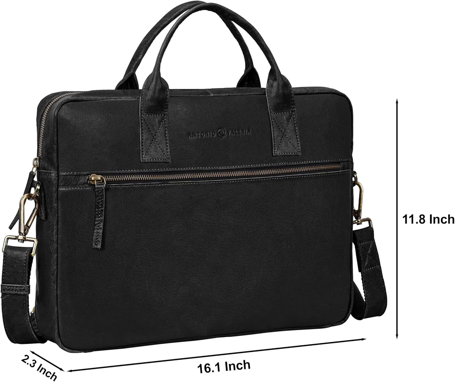 ANTONIO VALERIA Andy Washed Leather Laptop Messenger Bag for Men