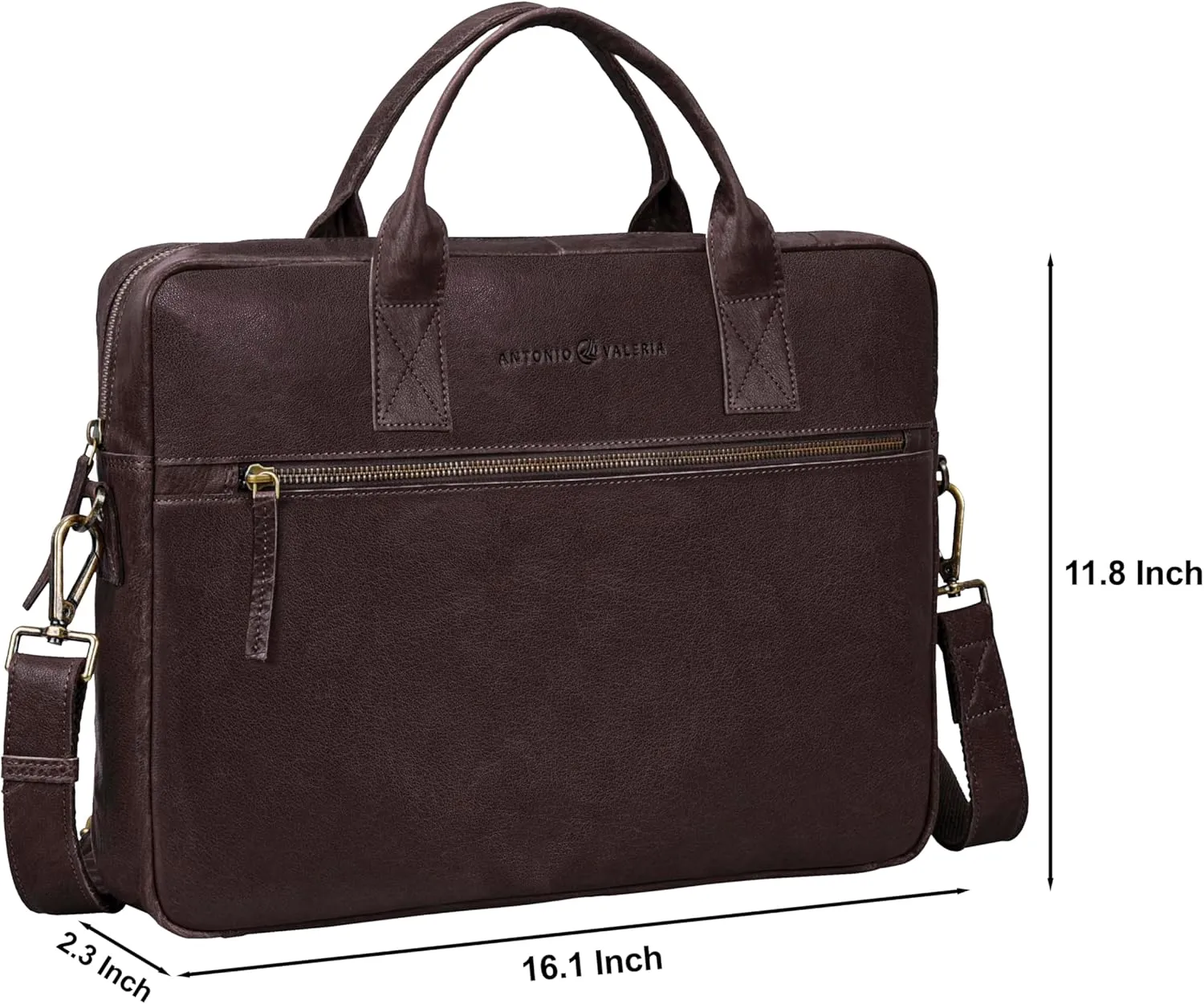 ANTONIO VALERIA Andy Washed Leather Laptop Messenger Bag for Men