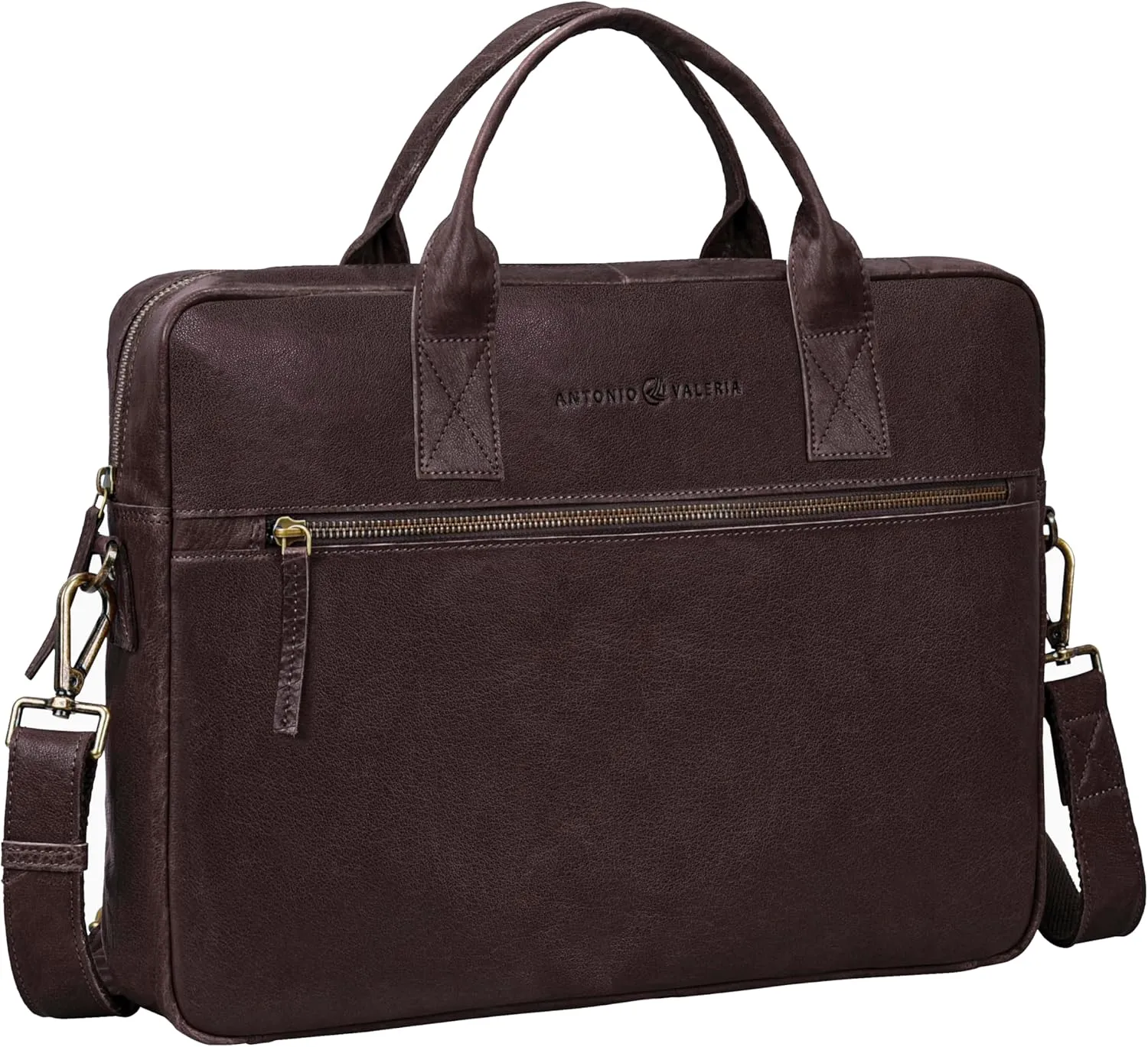ANTONIO VALERIA Andy Washed Leather Laptop Messenger Bag for Men