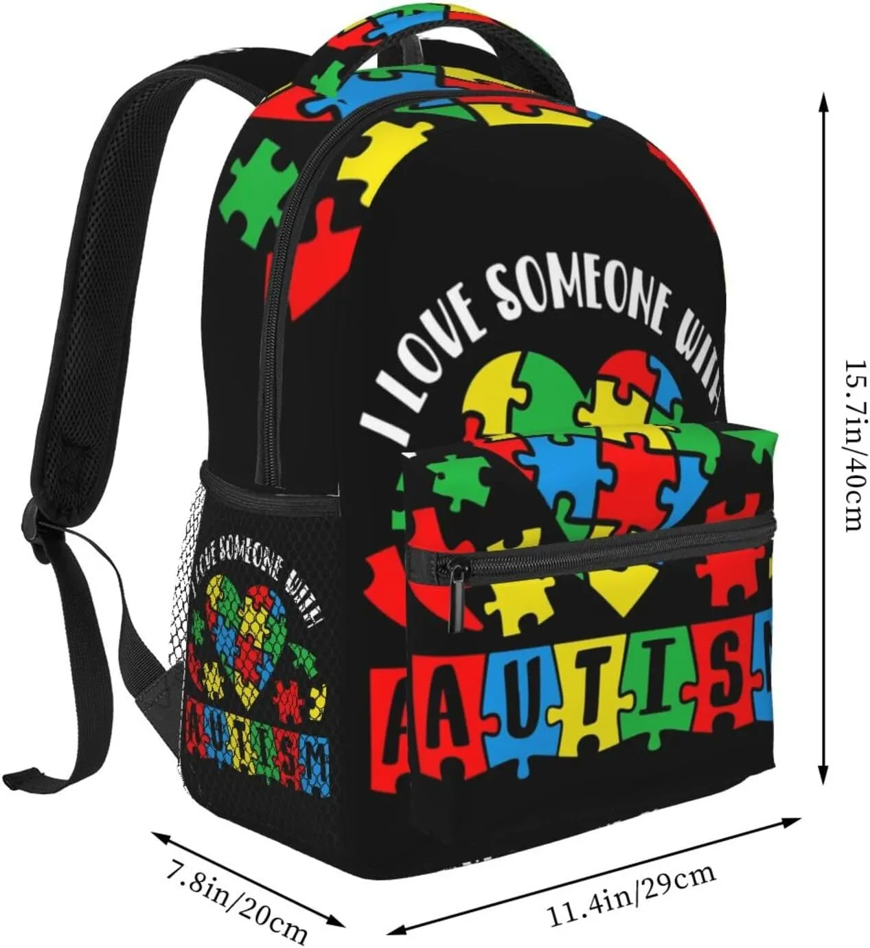 Autism Awareness Backpack Lightweight Laptop Backpack Casual Daypack Travel Double Shoulder Bag For Women Men