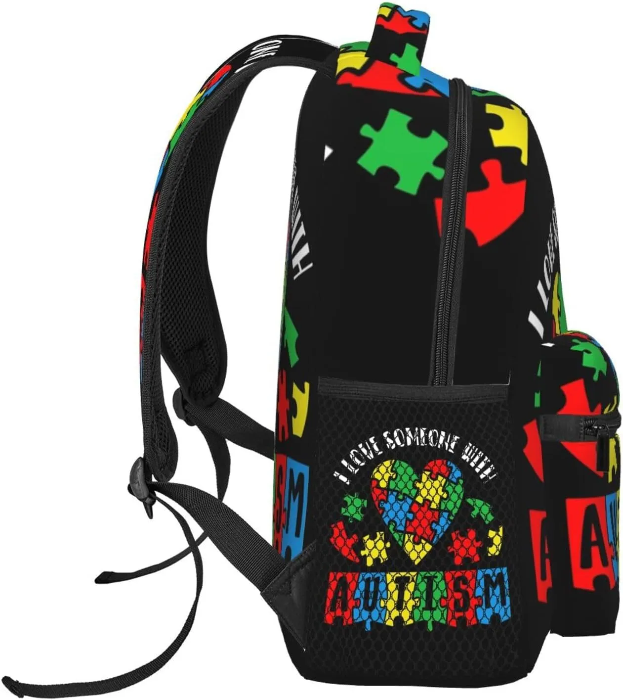 Autism Awareness Backpack Lightweight Laptop Backpack Casual Daypack Travel Double Shoulder Bag For Women Men