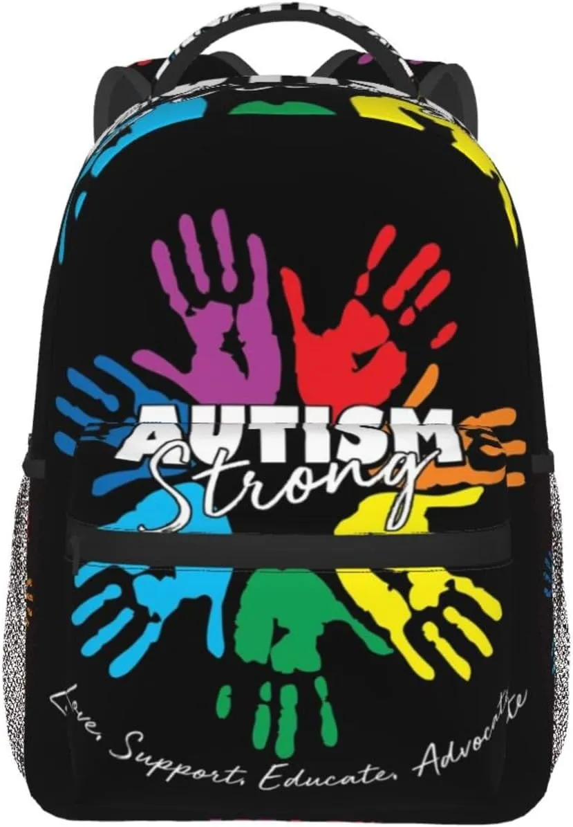 Autism Awareness Backpack Lightweight Laptop Backpack Casual Daypack Travel Double Shoulder Bag For Women Men
