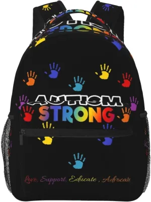 Autism Awareness Backpack Lightweight Laptop Backpack Casual Daypack Travel Double Shoulder Bag For Women Men