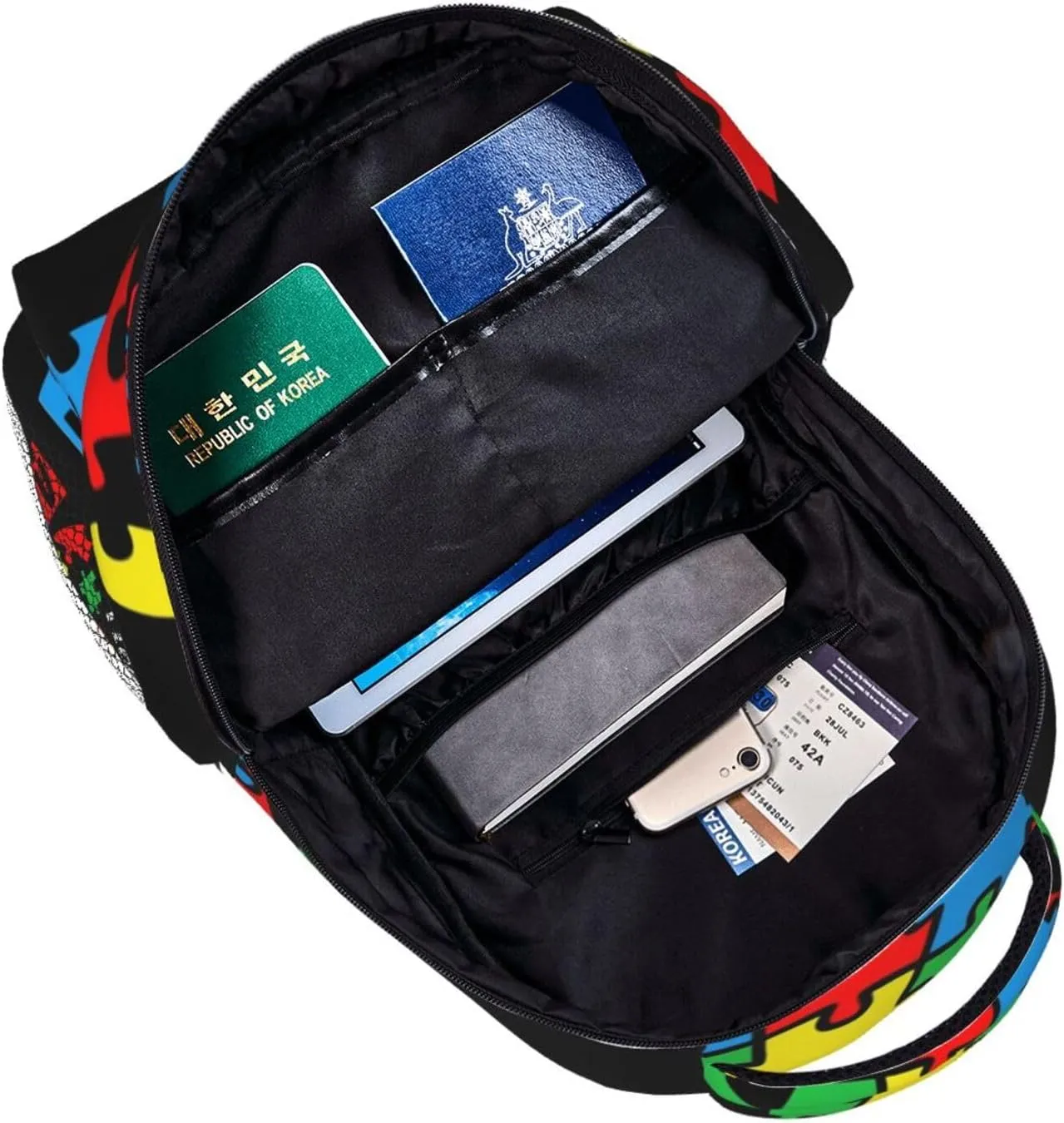 Autism Awareness Backpack Lightweight Laptop Backpack Casual Daypack Travel Double Shoulder Bag For Women Men