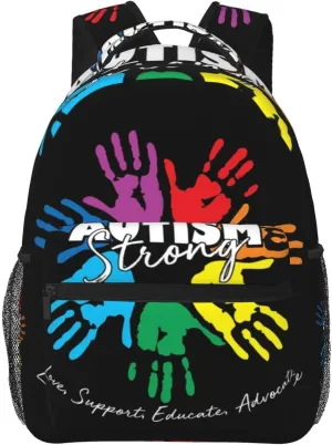 Autism Awareness Backpack Lightweight Laptop Backpack Casual Daypack Travel Double Shoulder Bag For Women Men