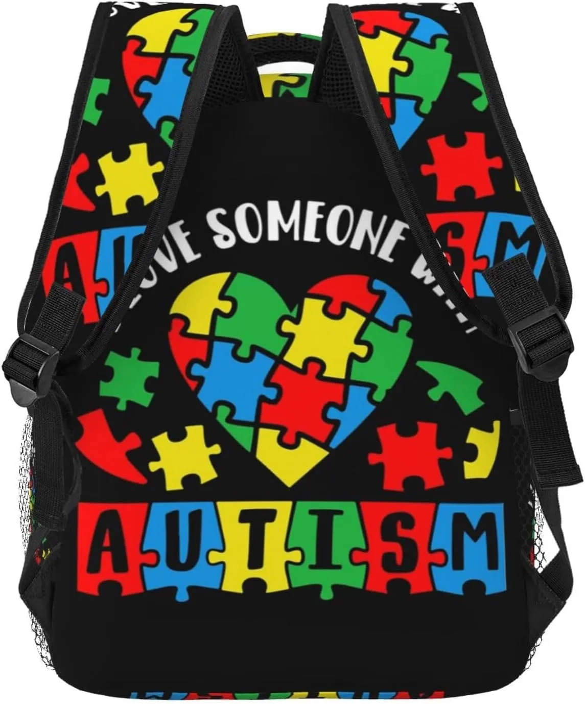 Autism Awareness Backpack Lightweight Laptop Backpack Casual Daypack Travel Double Shoulder Bag For Women Men
