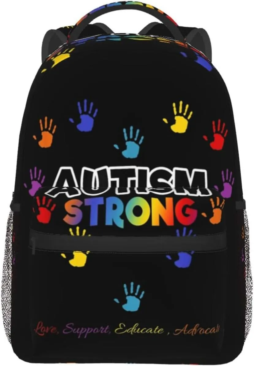 Autism Awareness Backpack Lightweight Laptop Backpack Casual Daypack Travel Double Shoulder Bag For Women Men