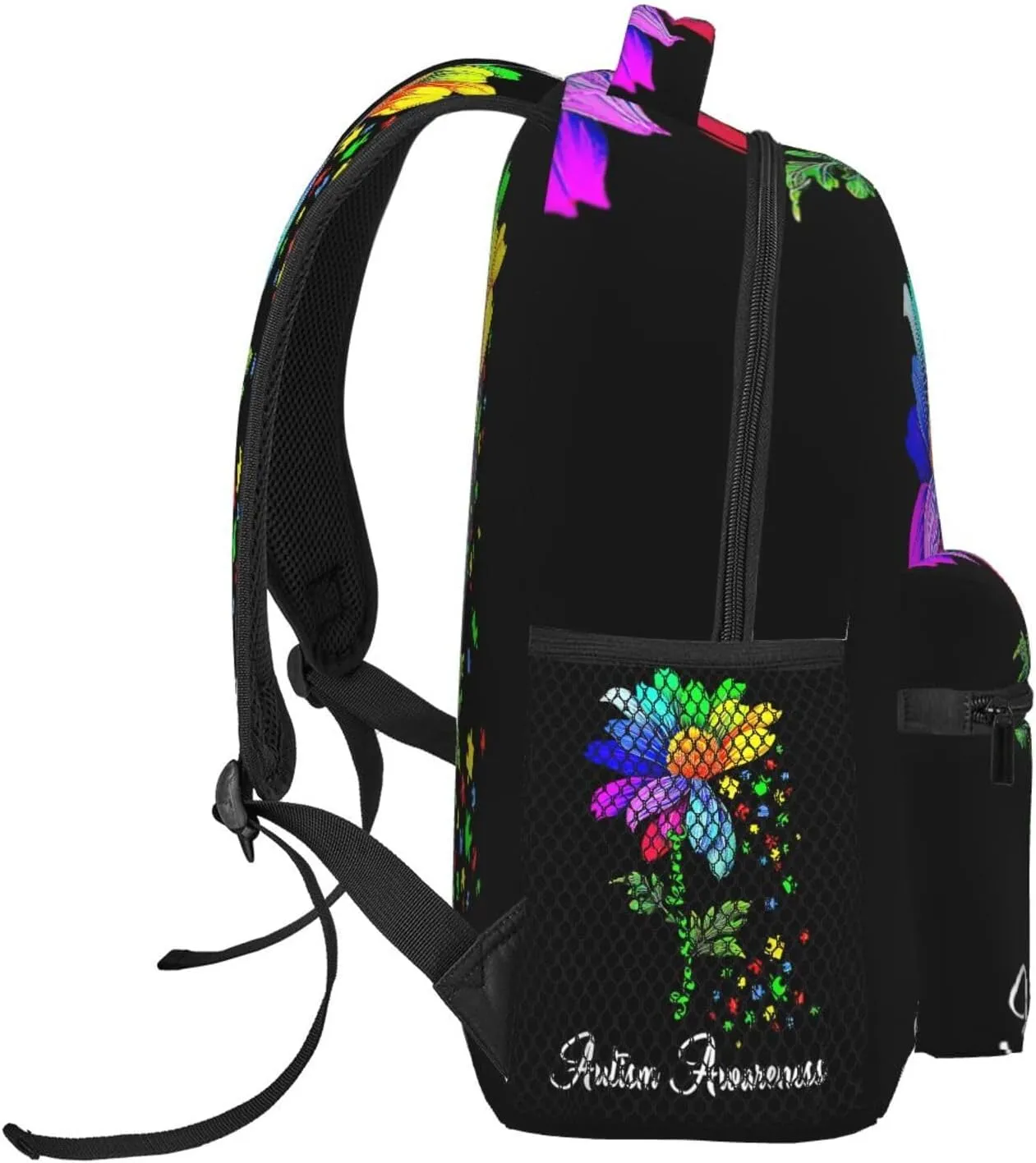 Autism Awareness Daisy Flower Backpack Lightweight Laptop Backpack Casual Daypack Travel Double Shoulder Bag For Women Men