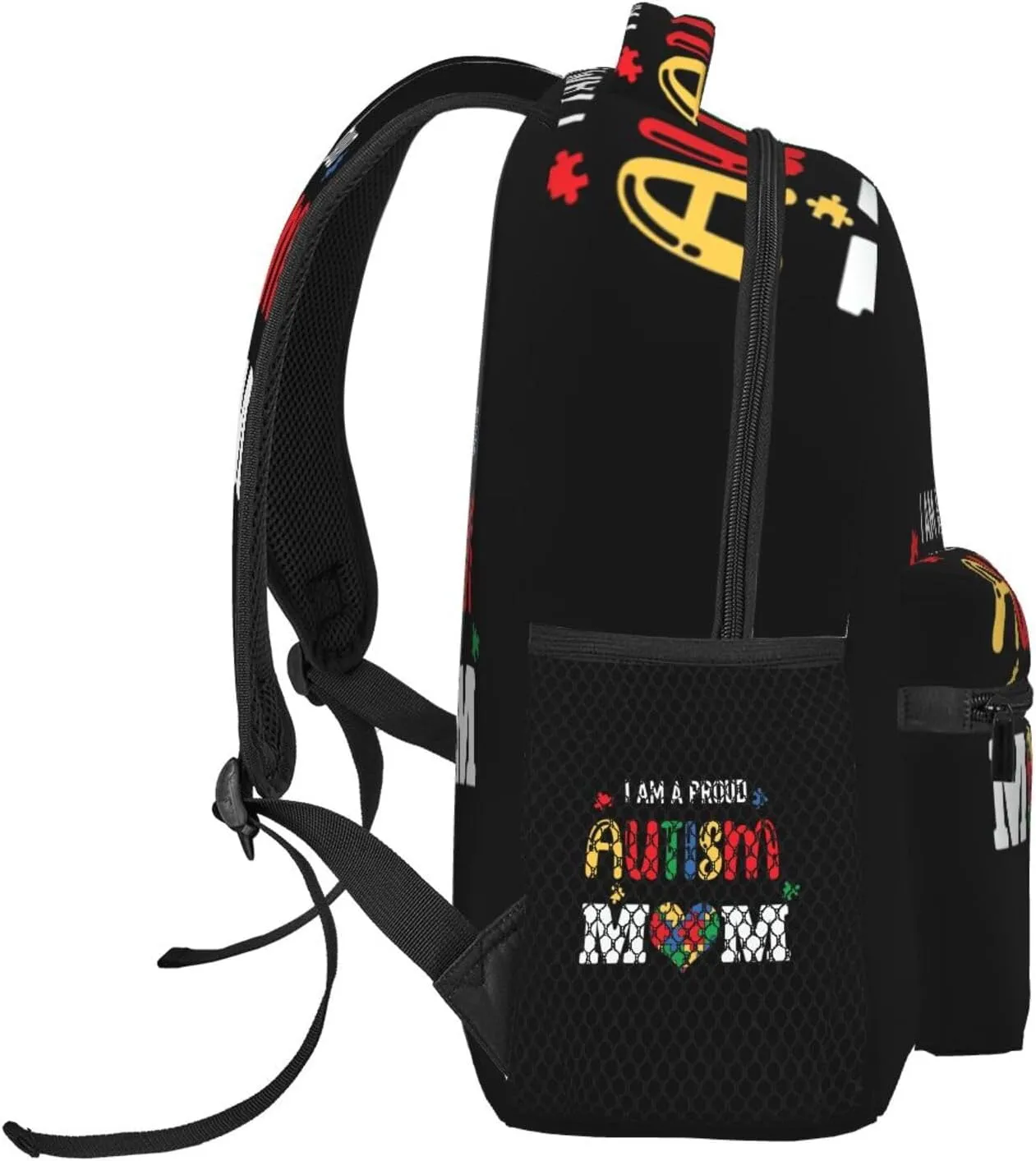Autism Awareness Mom Backpack Lightweight Laptop Backpack Casual Daypack Travel Double Shoulder Bag For Women Men