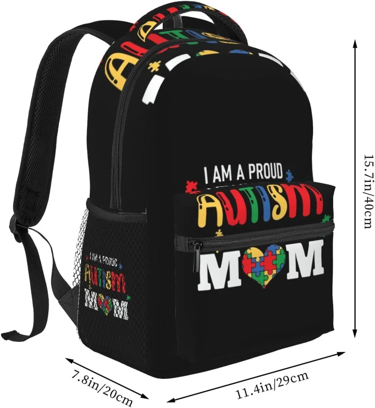 Autism Awareness Mom Backpack Lightweight Laptop Backpack Casual Daypack Travel Double Shoulder Bag For Women Men