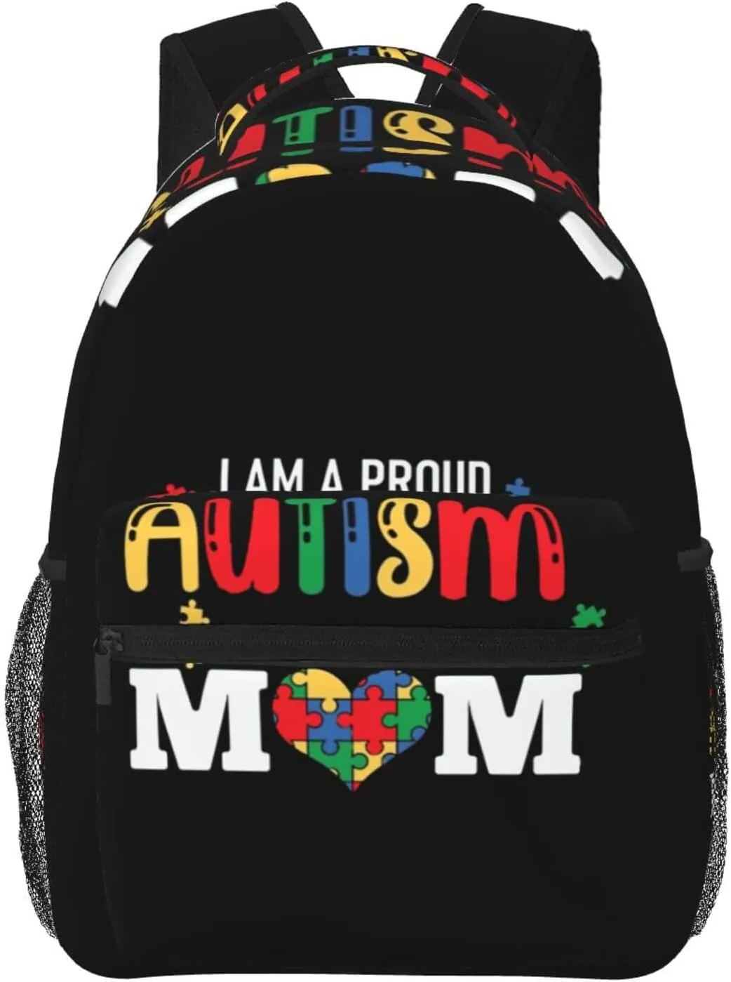 Autism Awareness Mom Backpack Lightweight Laptop Backpack Casual Daypack Travel Double Shoulder Bag For Women Men