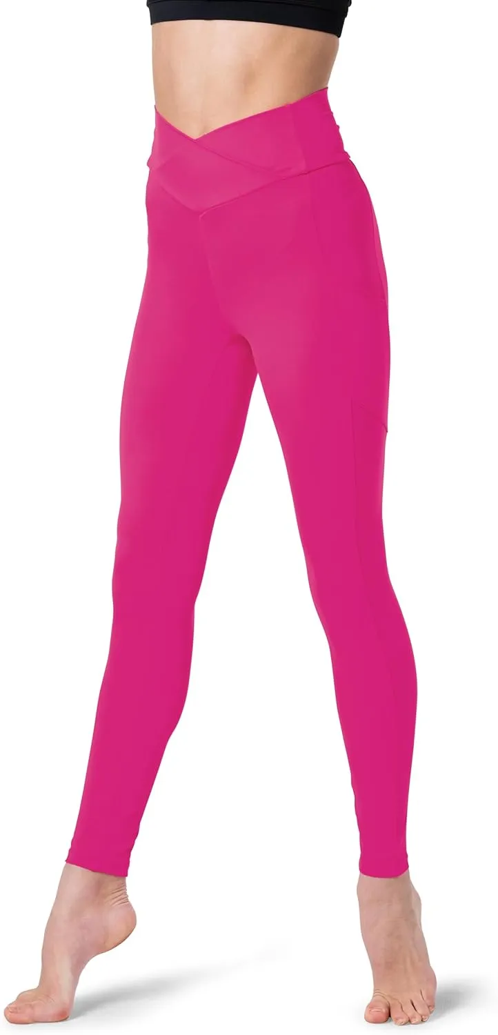 Balera Leggings with Crossover V-Waistband for Girls & Women Perfect for Dance